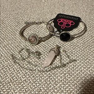 5/$25 Paparazzi Silver Bracelets and a Necklace Set